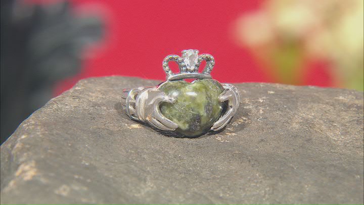 Connemara Marble Silver Claddagh Ring Video Thumbnail