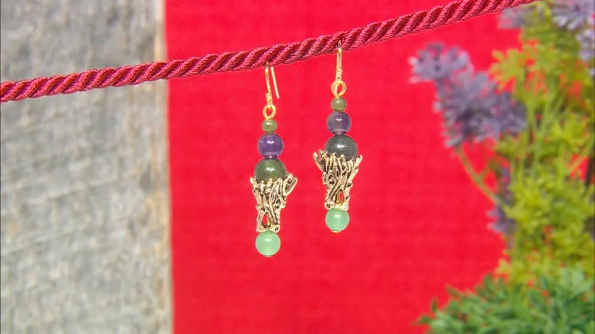 Connemara Marble Dragon Gold Tone Earrings Video Thumbnail