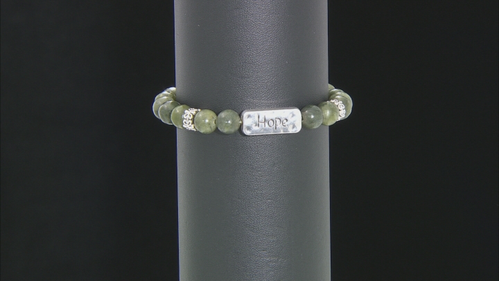 Set of 2 Silver Tone Marble "Hope" & "Courage"  Stretch bracelets Video Thumbnail