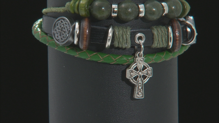 Green Connemara Marble Leather Bracelet