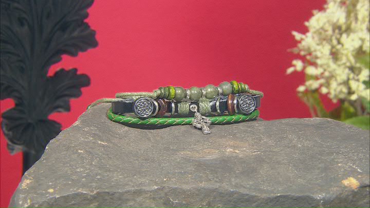 Green Connemara Marble Leather Bracelet
