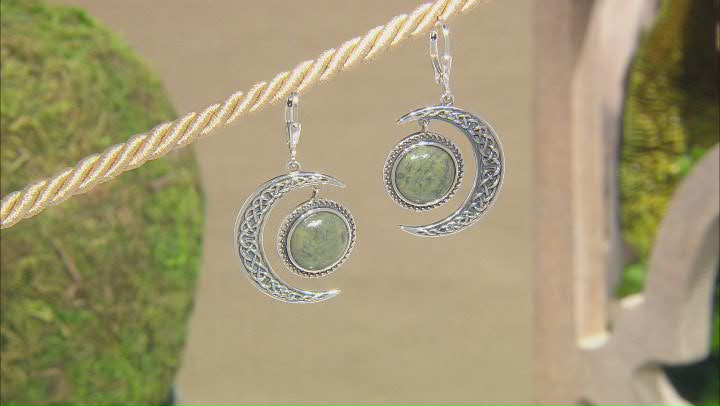 Connemara Marble Silver Sun &  Moon Dangle Earrings Video Thumbnail