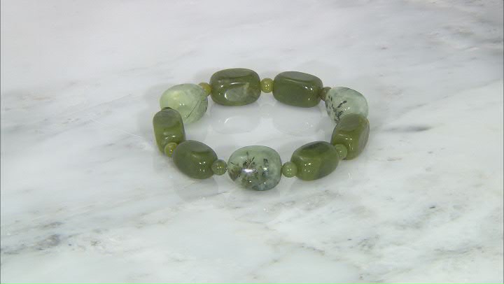 Connemara Marble, Prehnite Tree of Life Silver Set of 2 Bracelets
