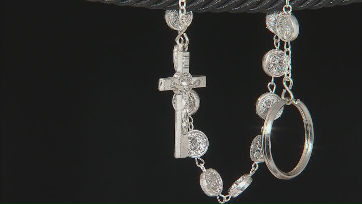 Silver Tone Brass Saint Rosary Key-chain Video Thumbnail