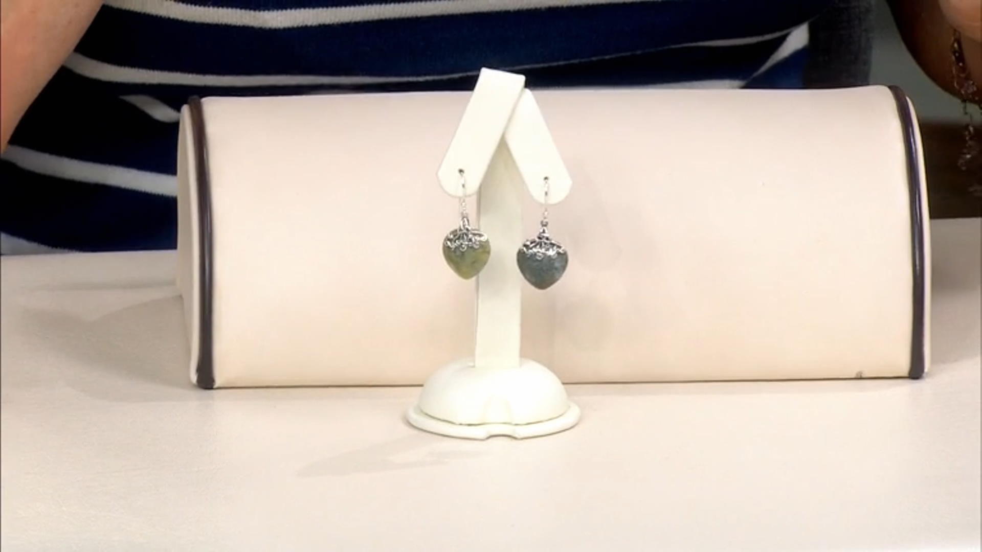 Connemara Marble Sterling Silver Trinity Knot Heart Earrings Video Thumbnail