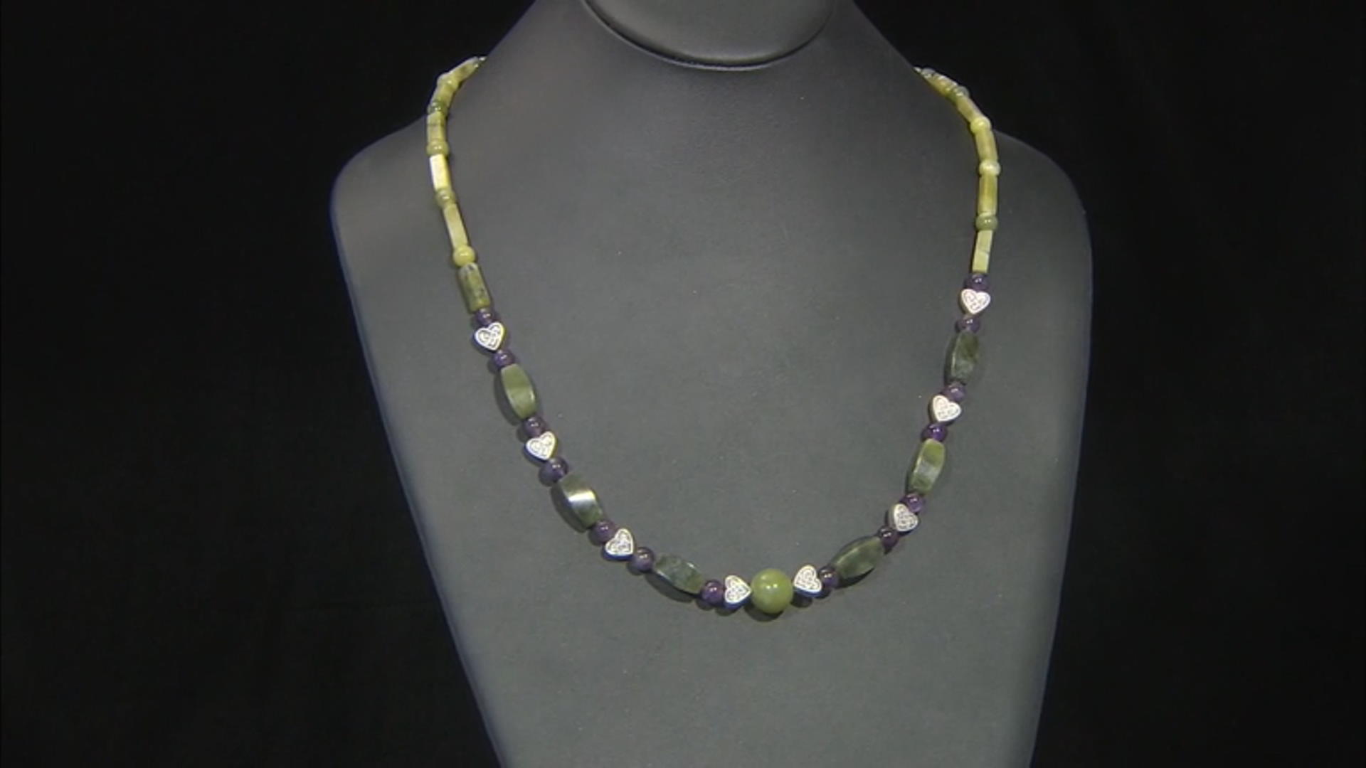 Amethyst and Connemara Marble Silver-Tone  Necklace Video Thumbnail