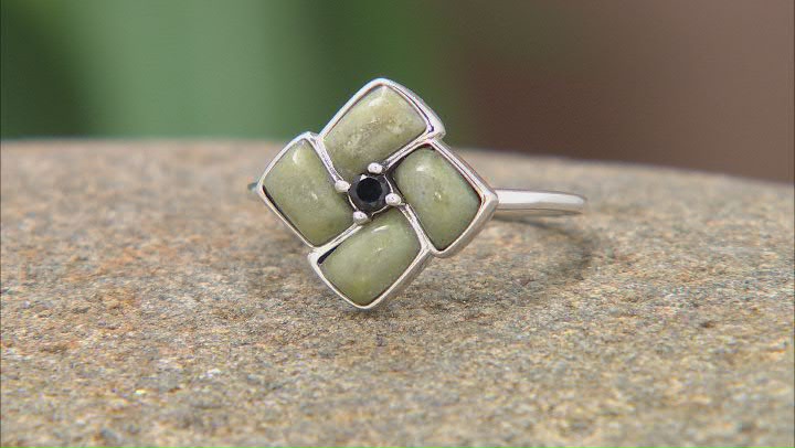 Connemara Marble With Black Spinel Sterling Silver Ring Video Thumbnail