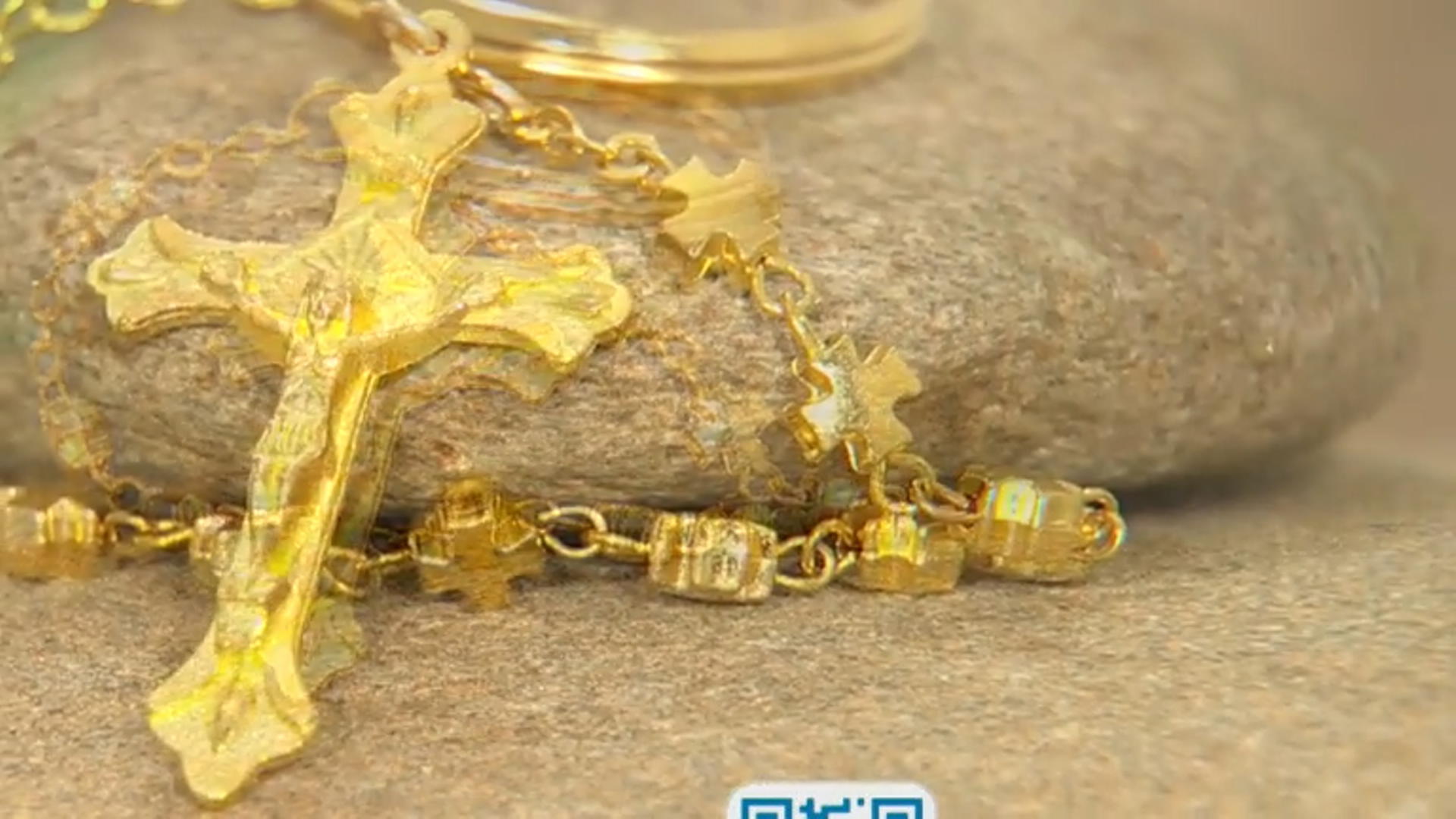 Gold-Tone Cross Rosary Key-Chain Video Thumbnail