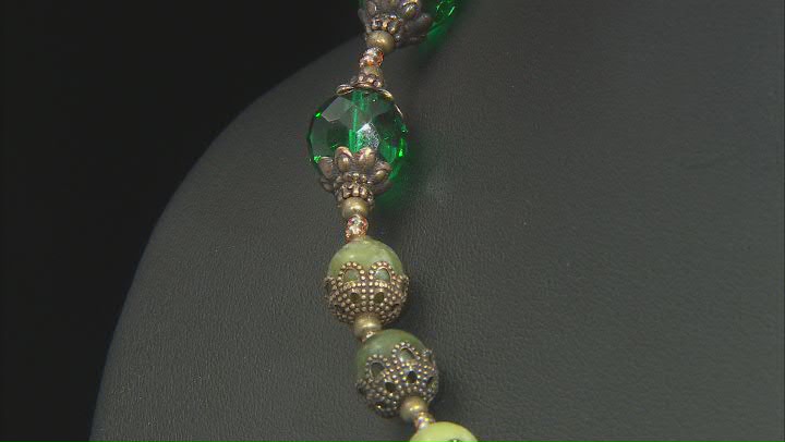 Connemara Marble With Green Crystal Antiqued-Tone Necklace Video Thumbnail