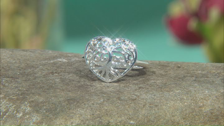 Silver Tone Heart Shaped Tree Of Life Ring. Video Thumbnail
