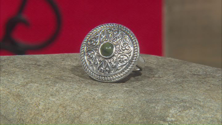 Green Connemara Marble Silver Tone Viking Ring Video Thumbnail