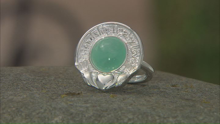 Green Amazonite Sterling Silver Claddagh Ring Video Thumbnail