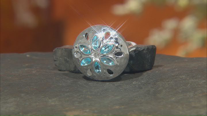 Swiss Blue Topaz Silver Tone Flower Ring .29ctw Video Thumbnail