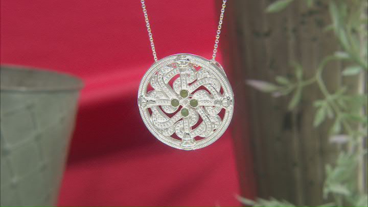 Green Connemara Marble Silver Tone Viking Shield Pendant/Brooch With Chain Video Thumbnail