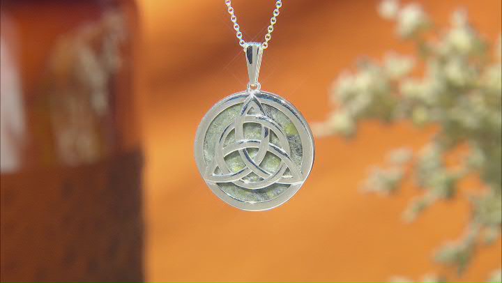 Connemara Marble Silver Tone Trinity Knot Reversible Pendant With Chain Video Thumbnail