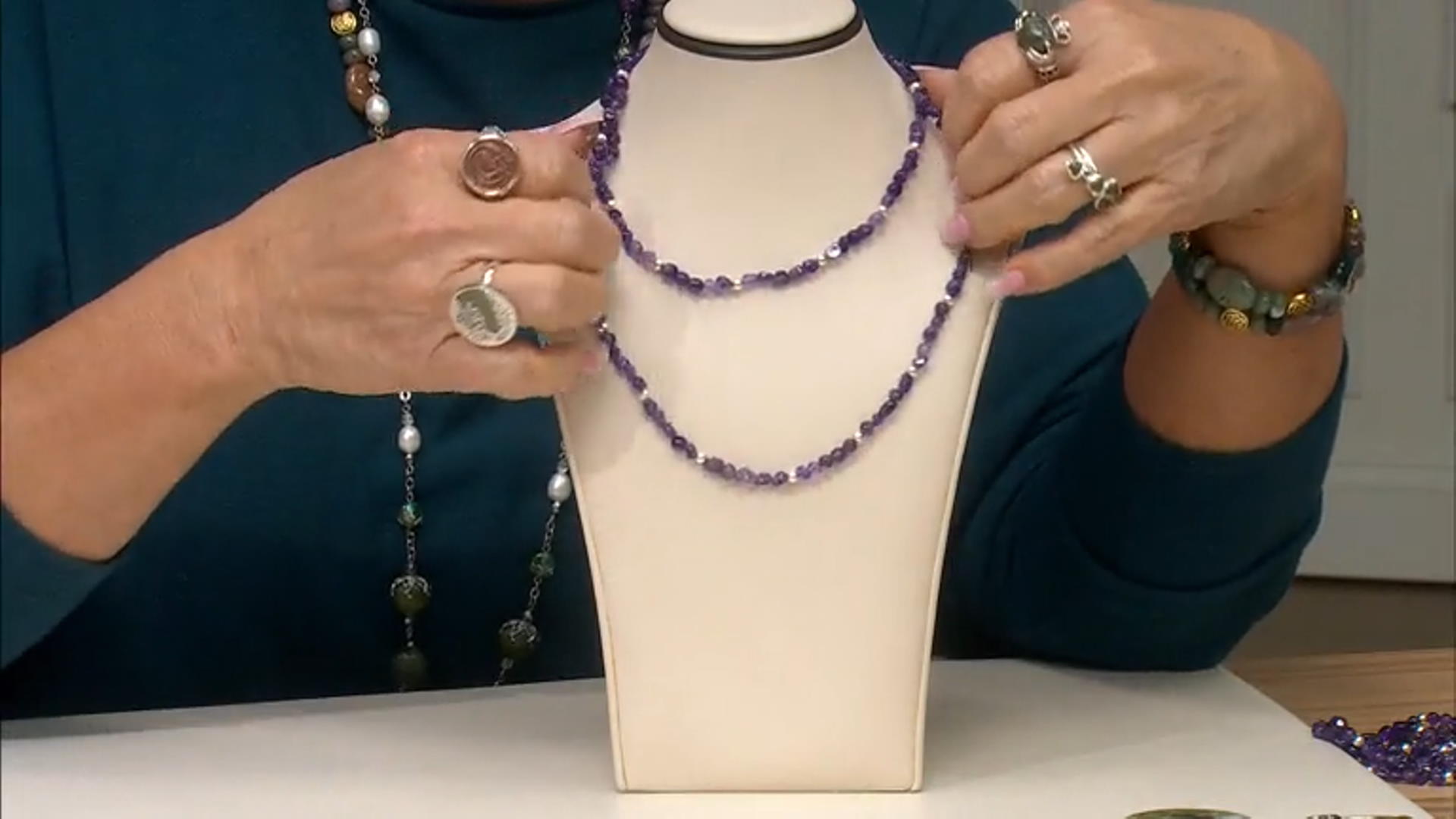 Amethyst Chip Silver Tone Necklace Video Thumbnail