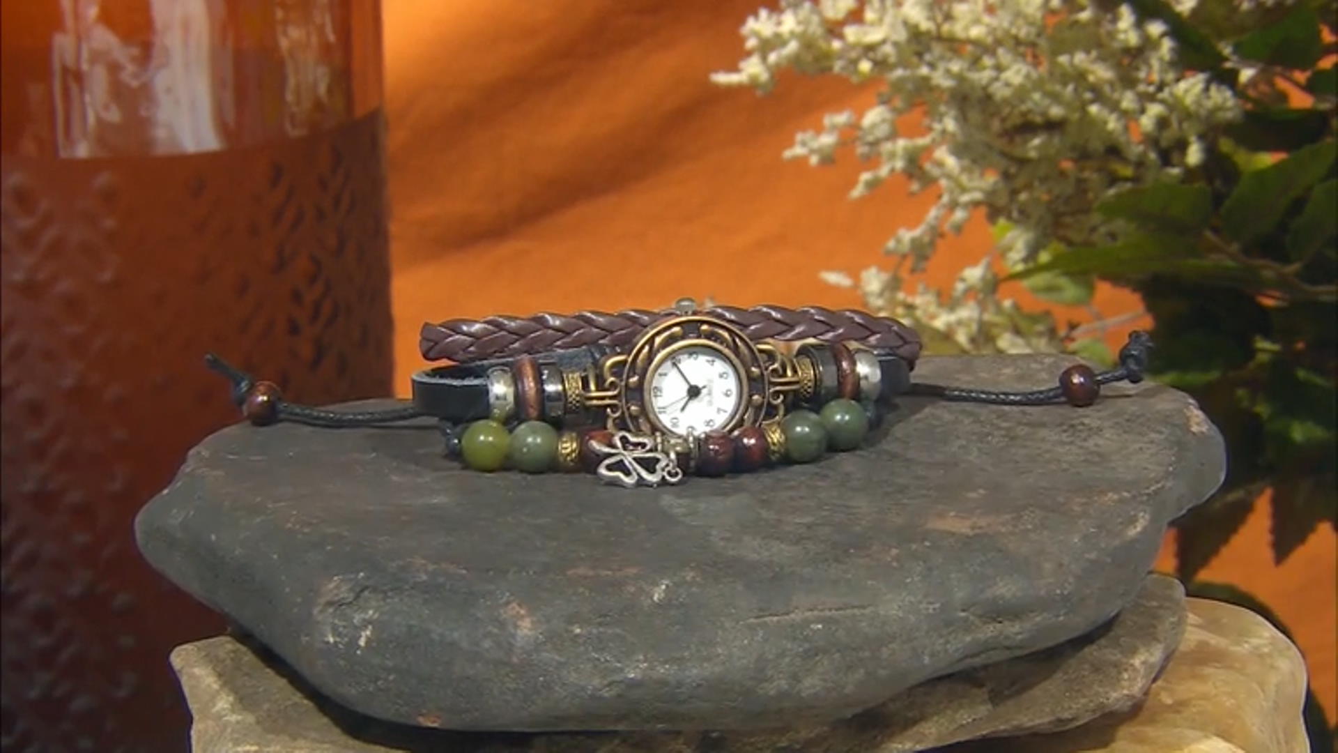 Connemara Marble Silver Tone and Leather Watch Bracelet Video Thumbnail