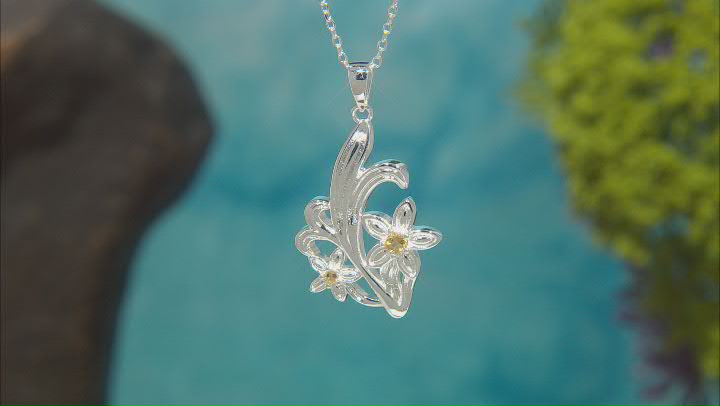 Citrine Silver Tone Pendant With Chain 0.05ctw Video Thumbnail
