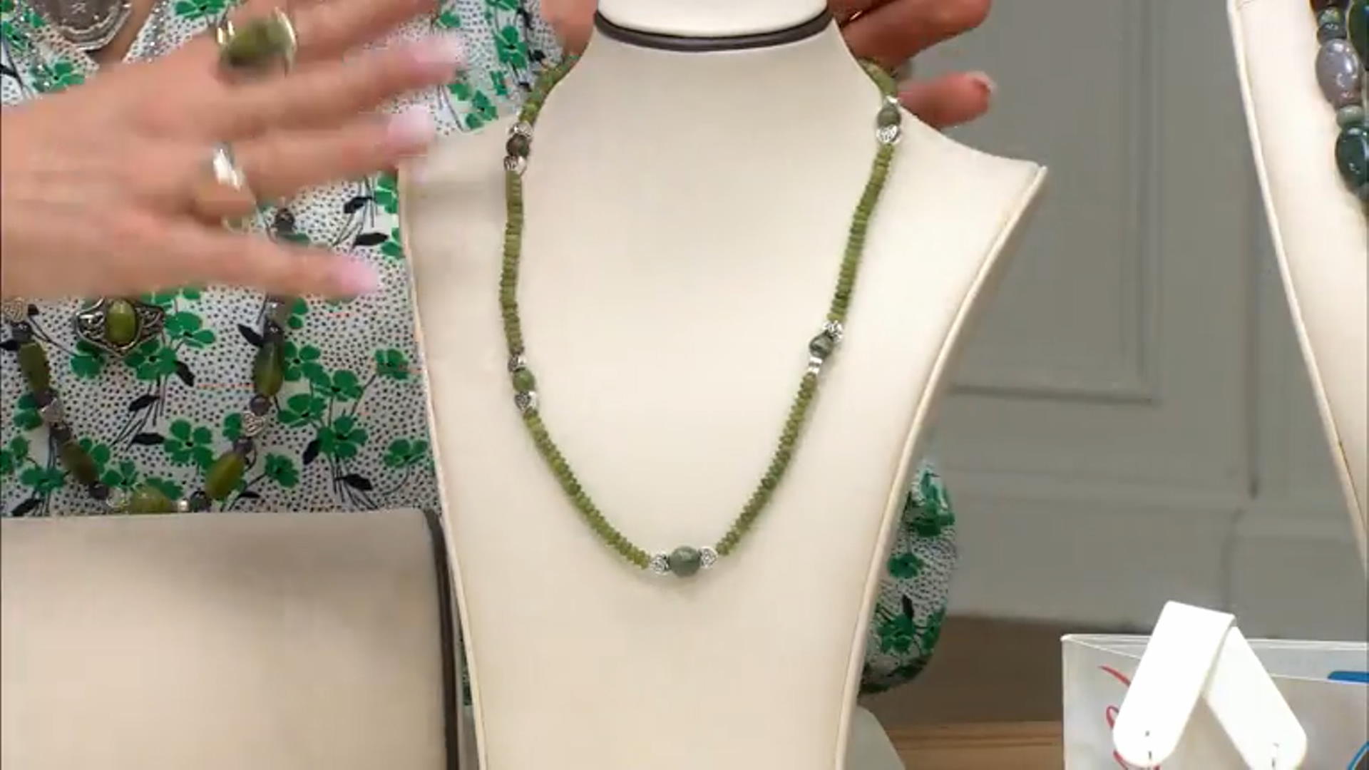 Silver Tone Connemara Marble Necklace, Earring, and Bracelet Set Video Thumbnail