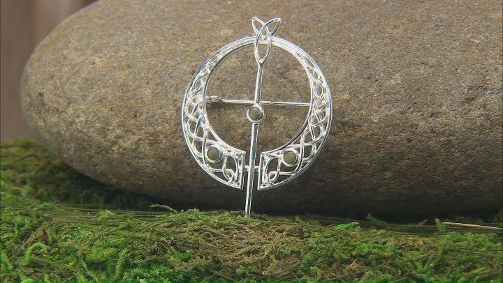 Trinity Knot Silver Tone With Marble Brooch Video Thumbnail