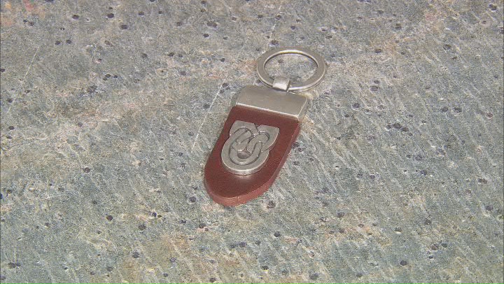 Brown Leather Key Chain With Rhodium Over Brass Trinity Knot Charm Video Thumbnail