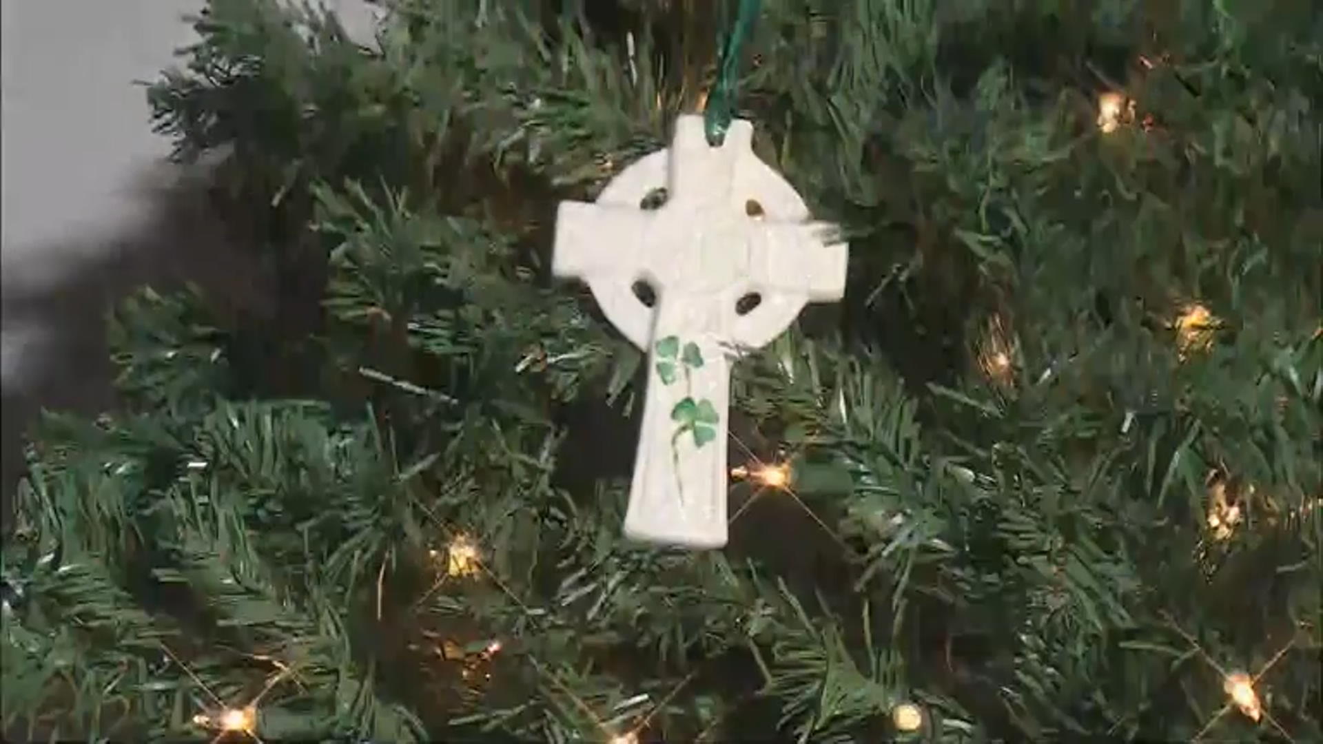 Belleek Hand Crafted Porcelain St. Kieran's Celtic Cross Ornament Video Thumbnail
