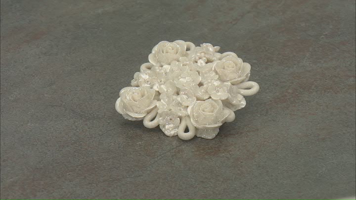 Belleek Hand Crafted Porcelain Rose Bouquet Brooch Video Thumbnail