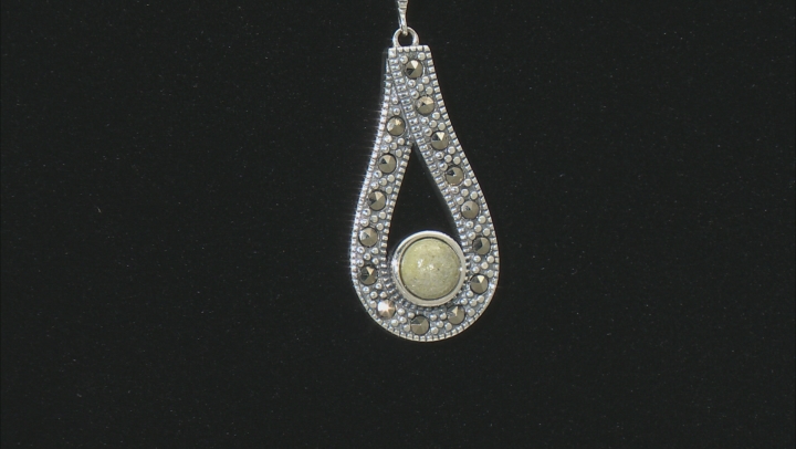 Marcasite With Connemara Marble Sterling Silver Pendant With Chain Video Thumbnail