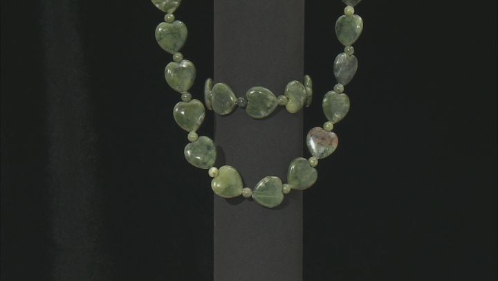Connemara Marble Heart Silver Tone Necklace & Bracelet Set Video Thumbnail