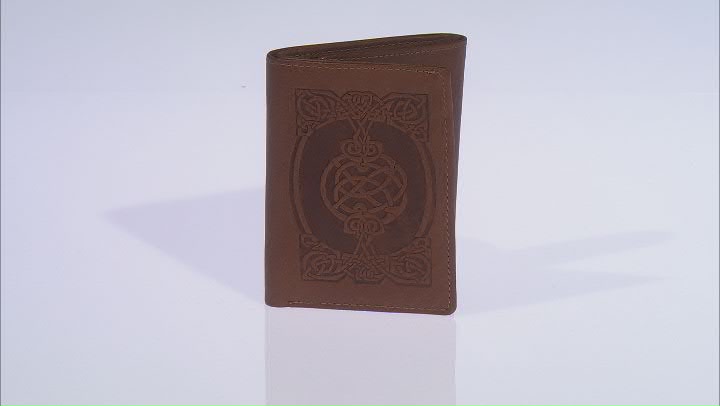 Men's Tan Tri-Fold Celtic Leather Wallet Video Thumbnail