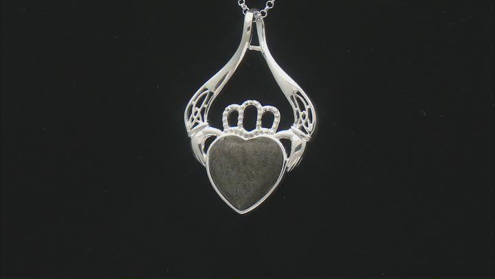 12mm Connemara Marble Sterling Silver Claddagh Pendant With Chain Video Thumbnail