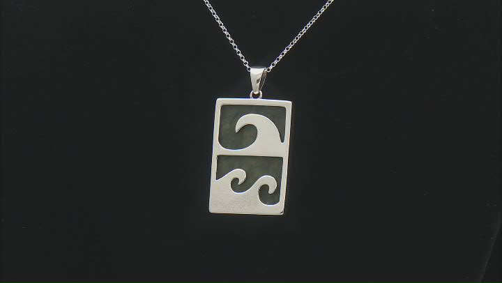 30x20mm Connemara Marble Sterling Silver Celtic Wave Pendant With 24"L Chain Video Thumbnail