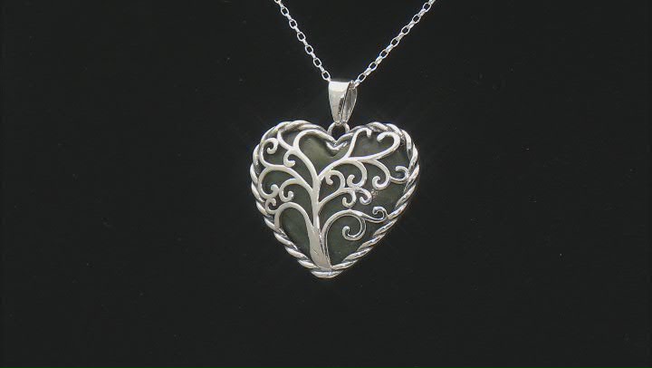 20mm Connemara Marble Sterling Silver "Tree of Life" Heart Pendant With Chain Video Thumbnail
