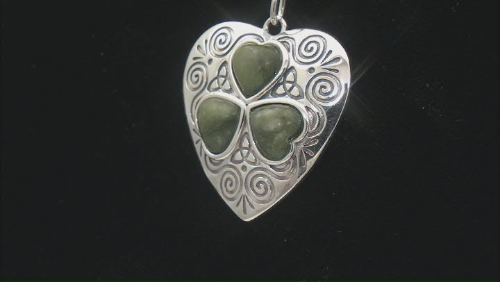 8mm Connemara Marble Sterling Silver Heart Shaped Pendant With Chain Video Thumbnail