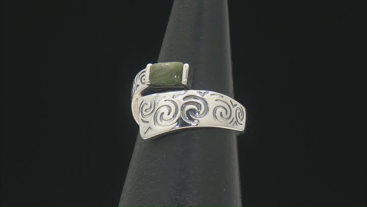 6x4mm Connemara Marble Sterling Silver Bypass Ring Video Thumbnail