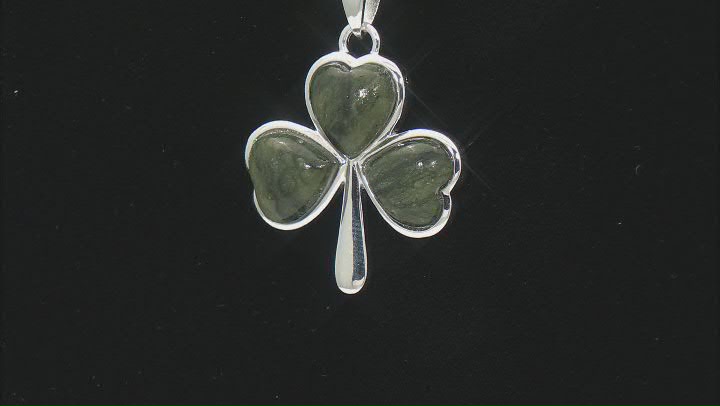 9mm Connemara Marble Sterling Silver Shamrock Pendant With 18"L Chain Video Thumbnail