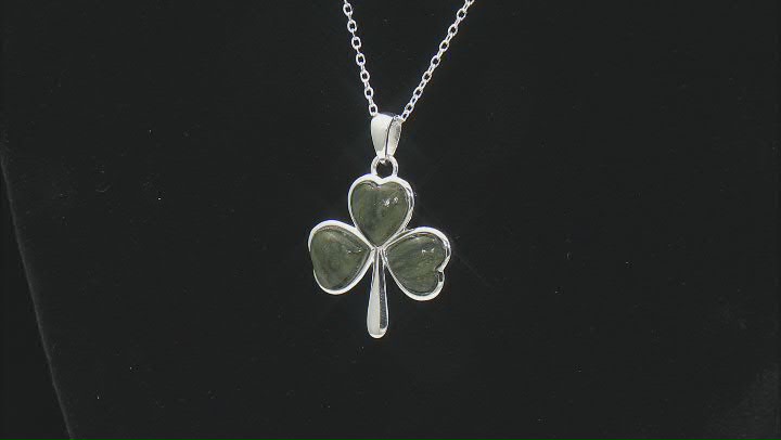9mm Connemara Marble Sterling Silver Shamrock Pendant With 18"L Chain Video Thumbnail