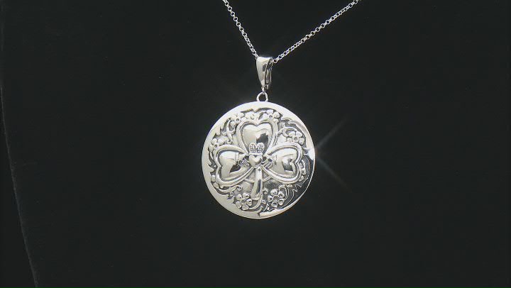 Sterling Silver Shamrock Pendant With Chain Video Thumbnail