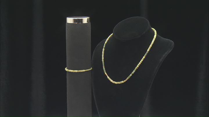 Connemara Marble Gold Tone Necklace and Bracelet Set Video Thumbnail