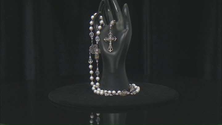Pearl Simulant Silver Tone Rosary Video Thumbnail