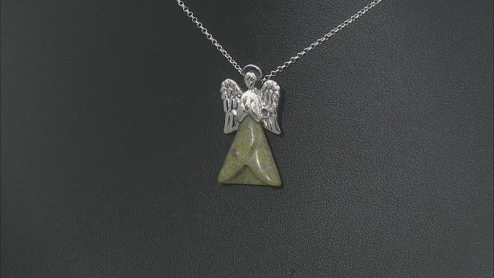 Connemara Marble Silver Angel Pendant With 24" Chain Video Thumbnail