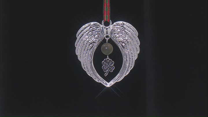 Connemara Marble Silver Tone Angel Wing With Shamrock Ornament Video Thumbnail