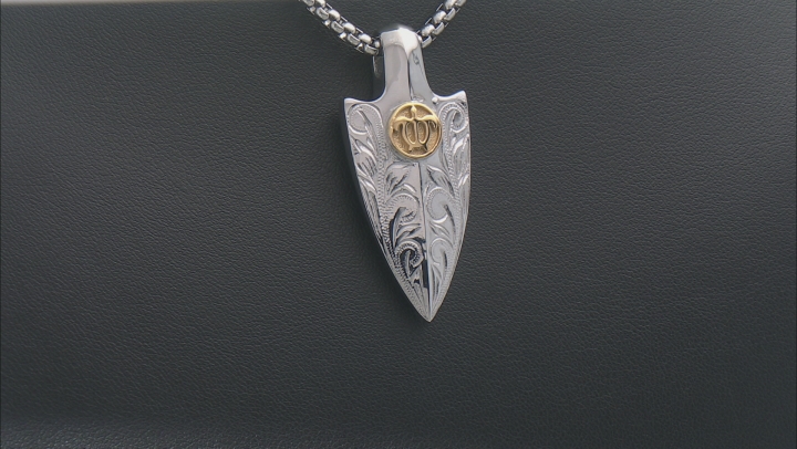 Two Tone Stainless Steel Arrowhead Pendant With Chain Video Thumbnail