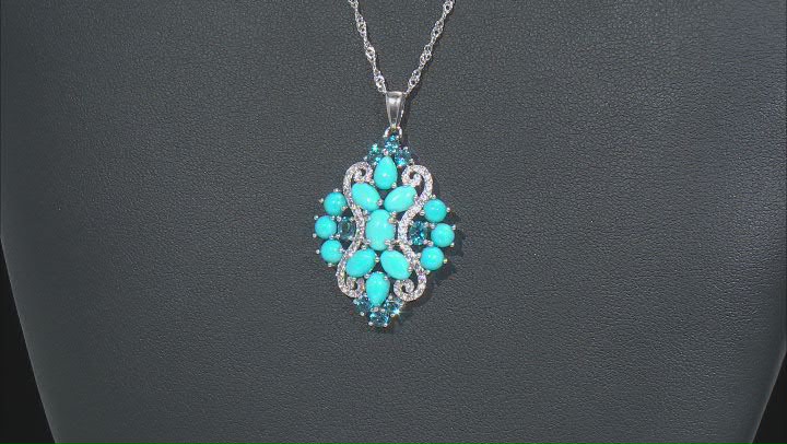 Blue Sleeping Beauty Turquoise Rhodium Over Silver Pendant With Chain Video Thumbnail