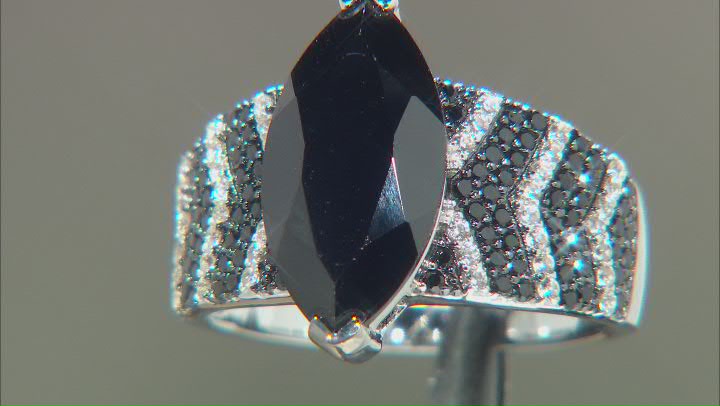 Black Spinel Rhodium Over Sterling silver Ring 4.58ctw Video Thumbnail