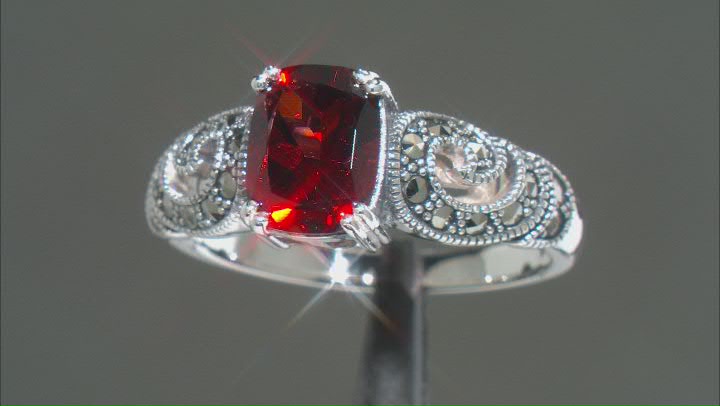 Red Garnet Sterling Silver Ring 2.04ct Video Thumbnail