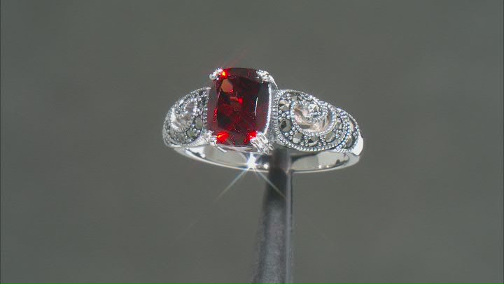 Red Garnet Sterling Silver Ring 2.04ct Video Thumbnail
