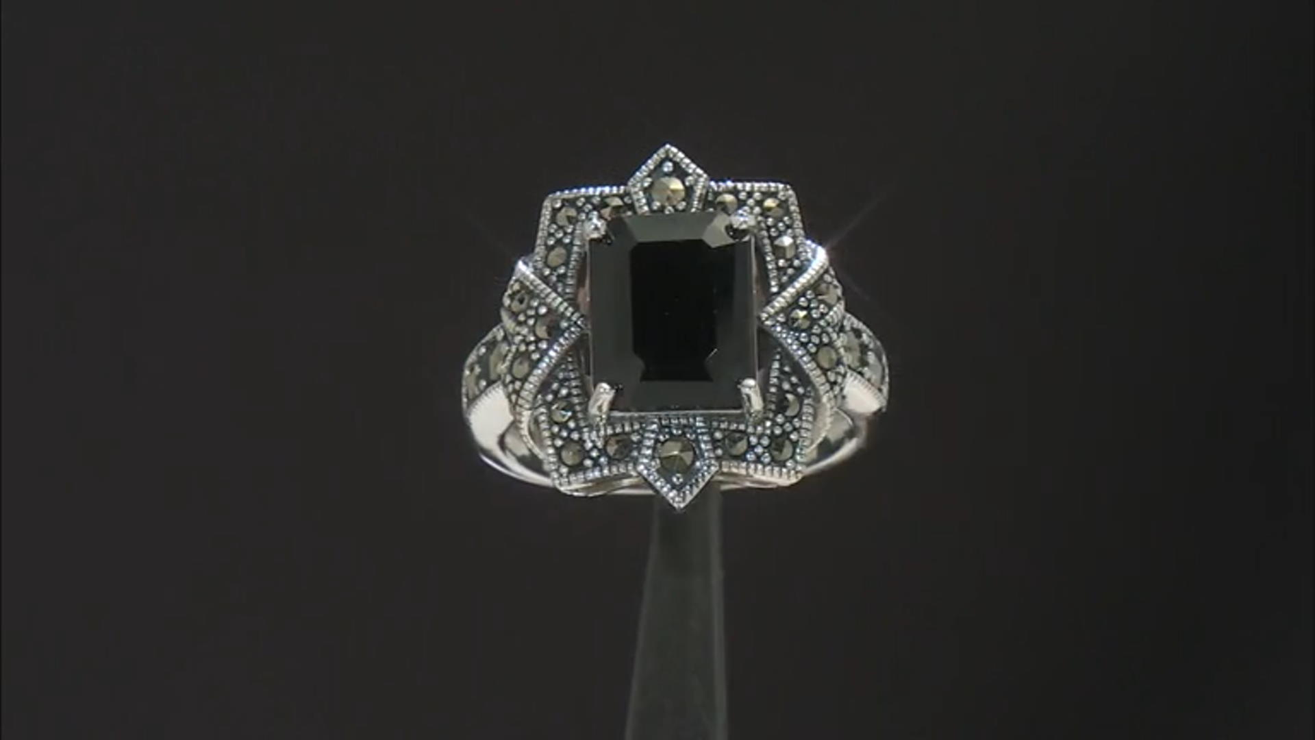 Black Spinel Sterling Silver Ring 3.23ctw Video Thumbnail