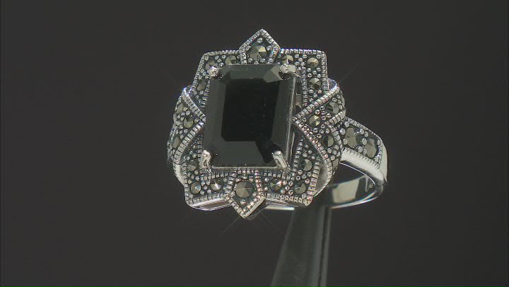 Black Spinel Sterling Silver Ring 3.23ctw Video Thumbnail
