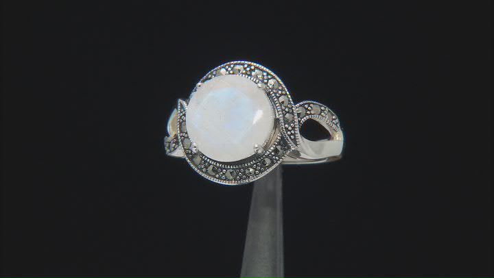 White Rainbow Moonstone Sterling Silver Ring Video Thumbnail